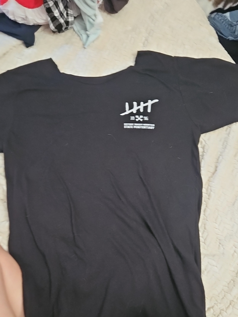 Black Graphic Men's T-Shirt with White Logo